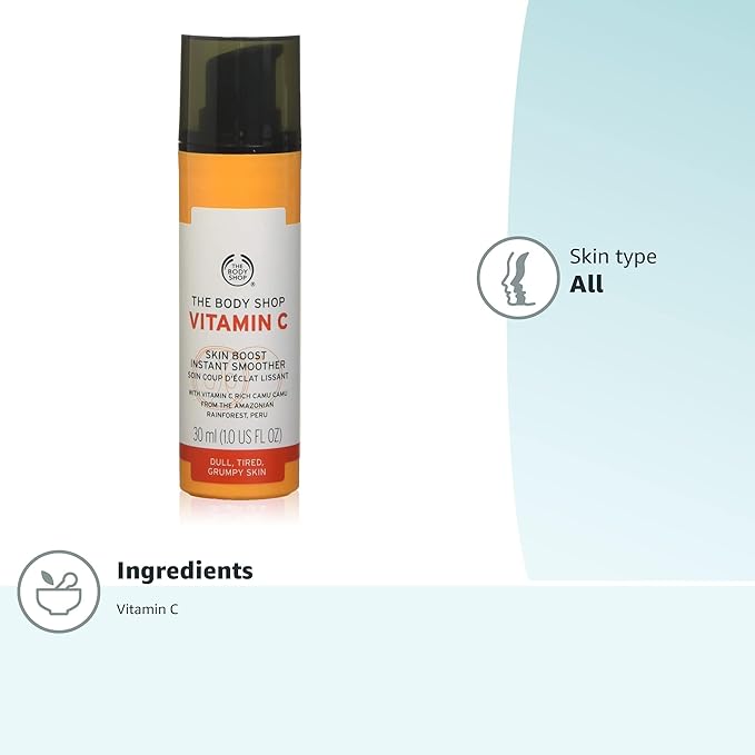 The Body Shop Vitamin C Skin Boost Instant Smoother – Refreshing, Skin-Softening Serum for Youthful Skin – Vegan – 1 oz