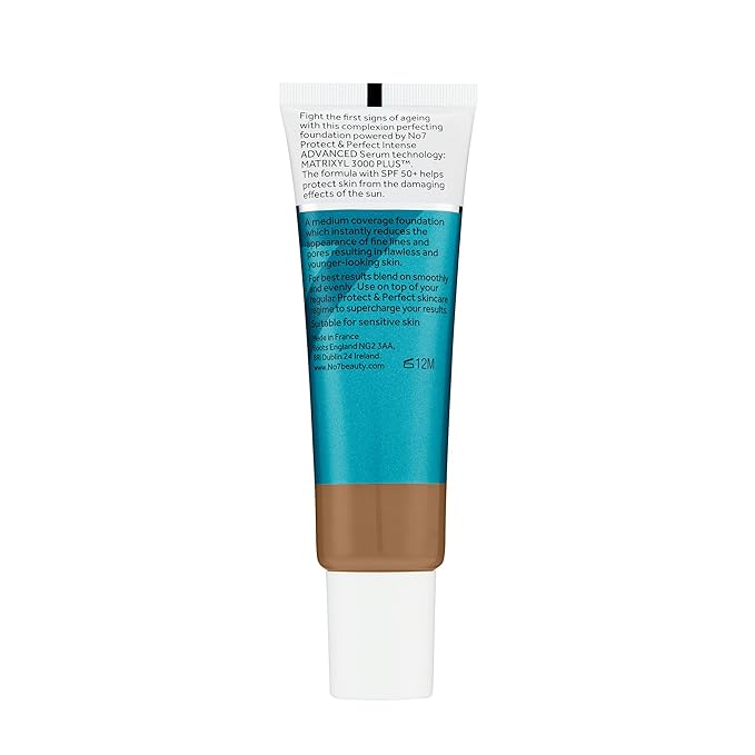 No7 Protect & Perfect Advanced All In One Foundation - Amber - Age Defying Foundation Makeup with SPF 50 - Makeup Base Cream Helps to Reduces Redness & Blurs Visible Pores (30ml)