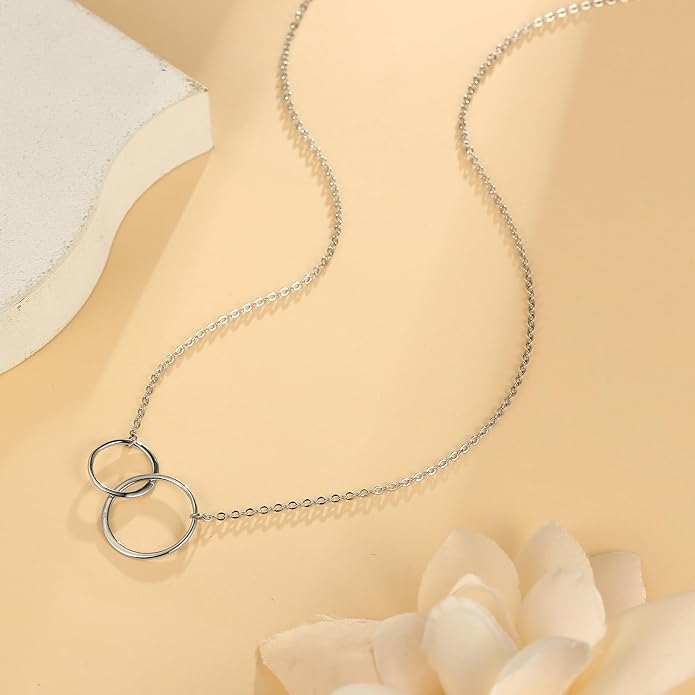 Dainty Gold Heart Necklace for Women - 14K Gold/Silver Plated Cute Heart Handmade Disc Circle Bee Choker Adjustable Necklace for Women Trendy Jewelry