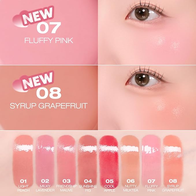 PERIPERA SYRUPY TOK CHEEK 5 Colors, Liquid Blush, Dewy Finish and Hydrates All day, Soft Velvet Texture Face Cheek Tint (03 FRIENDSHIP MAUVE, One Size)