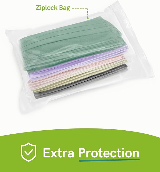 FriCARE Made in USA Disposable Face Masks, 3-Ply ASTM Level 3 Medical Grade, Breathable & Comfortable for Adult Daily Work/Sun Protection, 50 Pack Peacock Majesty