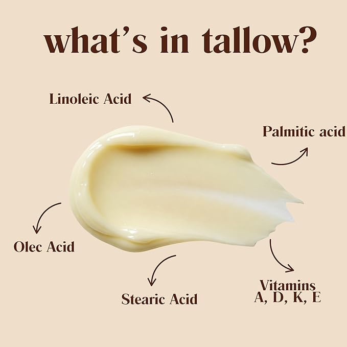 Beef Tallow for Skin, Beef Tallow for Face, Whipped Tallow Balm, Beef Tallow Moisturizer - Tallow Face Moisturizer, Tallow Cream | 100% Grass Fed, Lavender, 2 oz