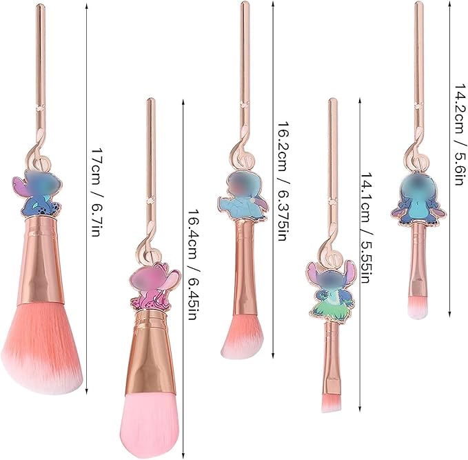 Cute Cartoon Girl-Themed 5-Piece Makeup Brush Set – Premium Synthetic Bristles for Foundation, Blending, Face Powder, Blush, Concealer & Eye Shadow