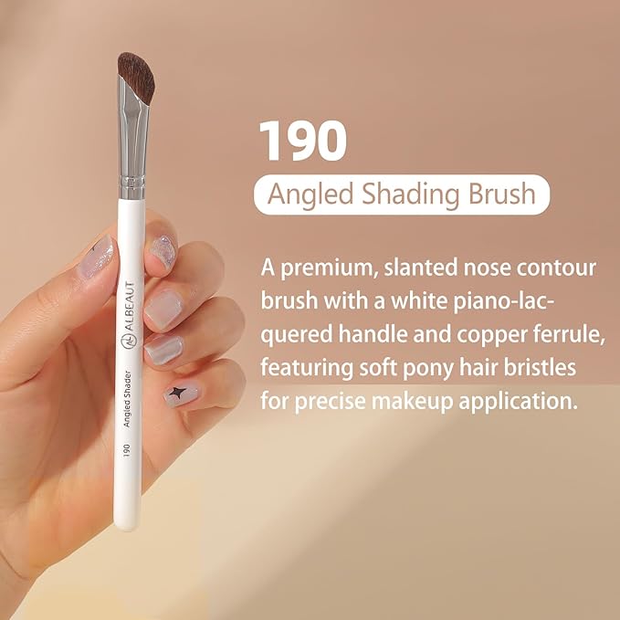Face Makeup Brush Set 6PCS, Angled Cream Foundation Liquid Blush Brush Concealer Brush Under Eye, Nose Contour Eyeliner & Brow Brush