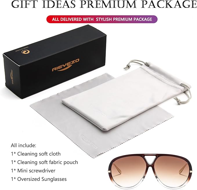 AIEYEZO Oversized Aviator Sunglasses Women Men Fashion Retro Big Frame Sun Glasses Designer Ladies Shades