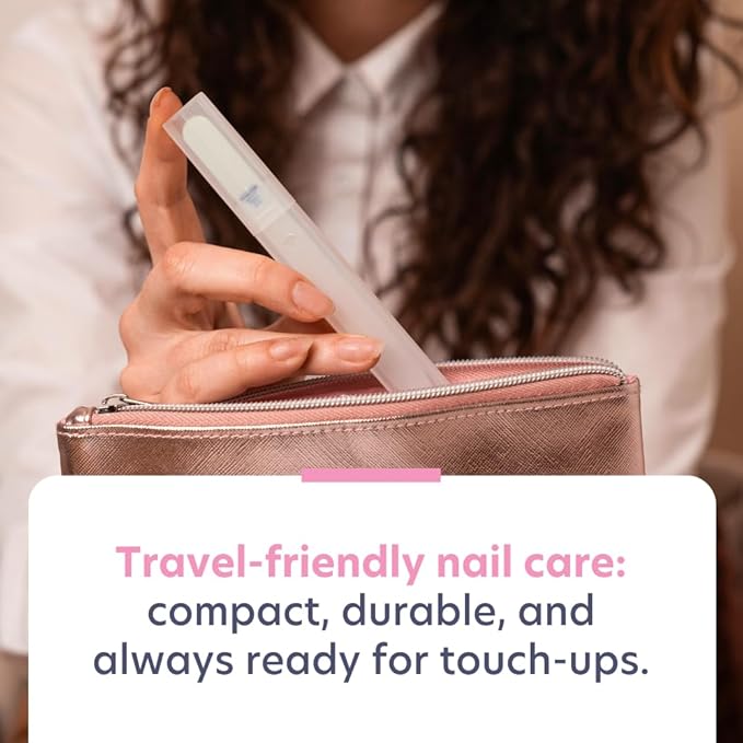 Bona Fide Beauty Czech Glass Nail File for Natural Nails (Guava Color), Fine Grit (180/240) Etched Crystal Fingernail File with Clear Case. Ideal Gift for Bridesmaids.