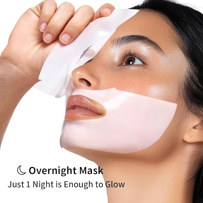 Low Molecular Weight Collagen Overnight Hydrogel Mask, Enhances Skin Elasticity, Reduces Pores, Transforms from White to Transparent Upon Absorption Skin Care Treatment.