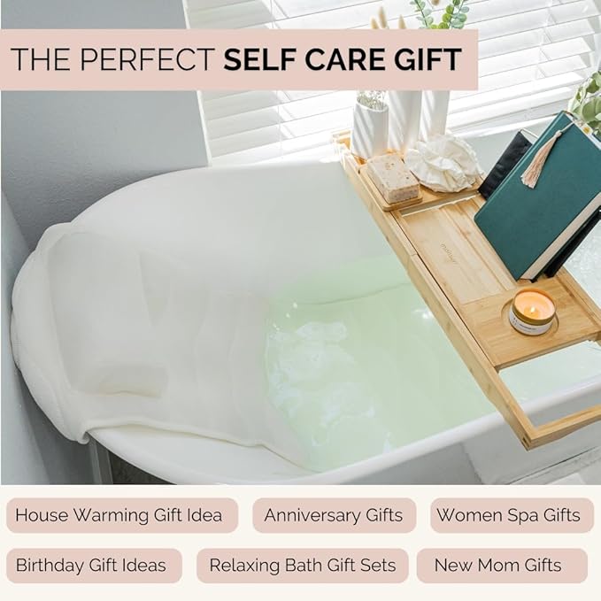 Bathtub Tray and Full Body Bath Pillow Set - Foldable Bath Tray for Tub and Full Body Bath Cushion for Ultimate Relaxation - Perfect Self Care Gift, Bath Accessories for Women, Spa Gifts for Women.