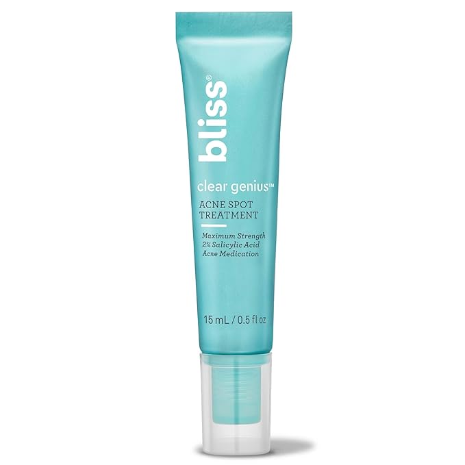 Bliss Clear Genius Acne Spot Treatment – Maximum Strength 2% Salicylic Acid Shrinks Blemishes – Clean, Vegan, Cruelty-Free, 0.5 Fl Oz