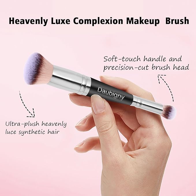 Daubigny Dual-ended Foundation Brush Concealer Brush Perfect for Any Look Premium Luxe Hair Rounded Taperd Flawless Brush Ideal for Liquid, Cream, Powder,Blending,Concealer