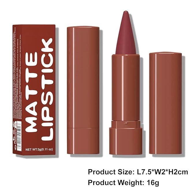 2-in-1 Gradient Brown Lip Liner & Lipstick, Dark Brown Maroon Waterproof Long Lasting Matte Lip Liner Pencil, Makeup Smudge proof lip liner with Cone Tip (05#-Dark Brown)