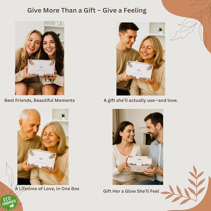 Self Care Unique Organic Spa Set for Teens, Women β Eco Friendly Box with Bamboo Makeup Brush, Wooden Jade Roller & Soft Face Towel β Natural Vegan Gift Box for Birthdays, Holidays & Relaxing Spa Day