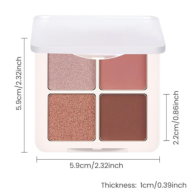 4 Colors Matte Shimmer Eyeshadow Makeup Palette,Rose Gold Nude Pink Natural Neutral Eye Shadow Palette,Long Lasting Waterproof Naturing-Looking Women Girls Eye Shadow