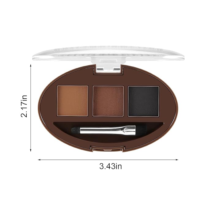 Boobeen 3 Color Eyebrow Powder Palette, Waterproof Eyebrow Makeup, Brow Definer to Shape Perfect Brow,Professional Brow Filler Powder with Brush