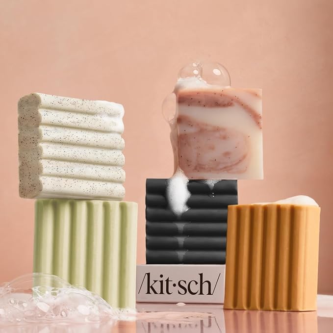 Kitsch Jojoba Beads Exfoliating Body Wash Bar – Nourishing Bar Soap with Shea Butter & Aloe for Dry, Flaky Skin – Soap bar & Body Scrub for Smooth, Refreshed Skin – Rosemary & Cedarwood Scent - 4 oz