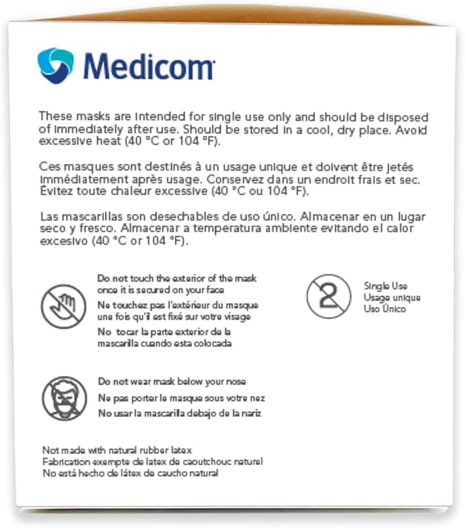 Medicom Expressions Disposable Face Masks - Box of 50 ASTM Level 3 Surgical Face Masks - 3 Layer Medical Masks Made in Canada - Blue Adult Masks Disposable