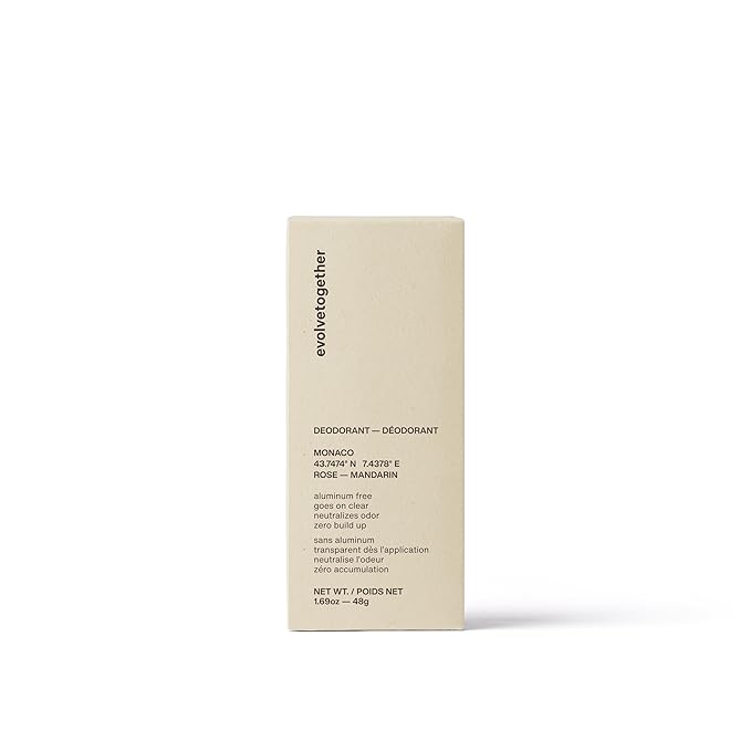 evolvetogether Aluminum Free Natural Deodorant for Women & Men | Mandarin, Oud & Patchouli | Neutralizes Odors, Soothes Skin | Vegan, Cruelty-Free, Baking Soda Free | Made in USA (Monaco, 1.69 Oz)