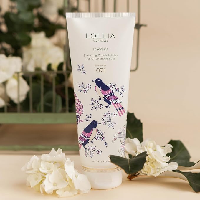 LOLLIA Imagine Shower Gel, 8 fl. oz. – Flowering Willow & Lotus – Scented Shower Gel Body Wash, Shea Butter Body Wash, Bath Wash for Women