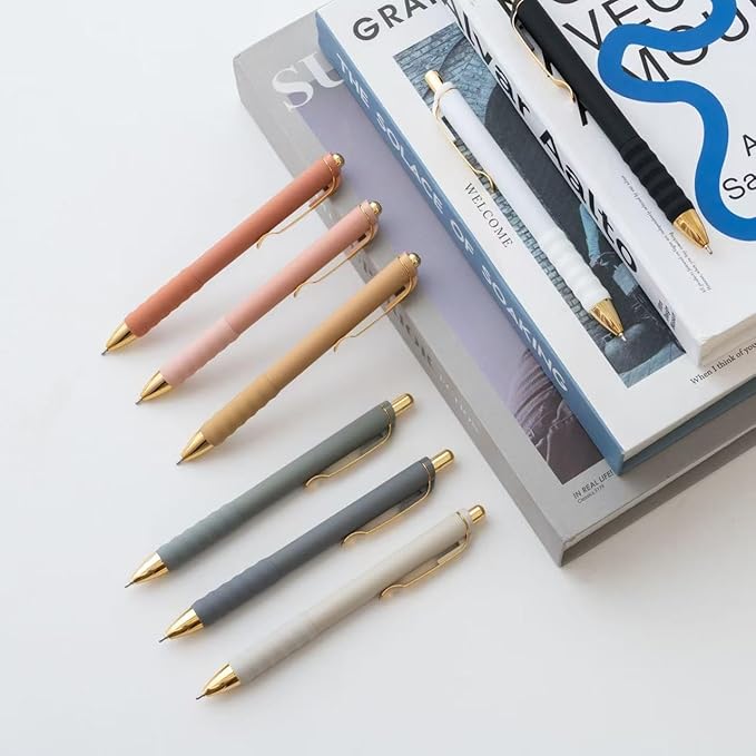 Linbsunne Ballpoint Pens Black Medium Point 1mm with Super Soft Grip Ball Point Pen for Men Women Retractable(style2, 12 pcs)