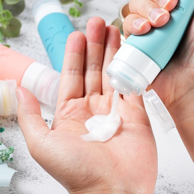 Travel Bottles for Toiletries, TSA Approved Travel Containers 3oz Leak Proof Travel Tubs Refillable Liquid Travel Accessories for Shampoo Conditioner Lotion Body Wash(Multicolored B)