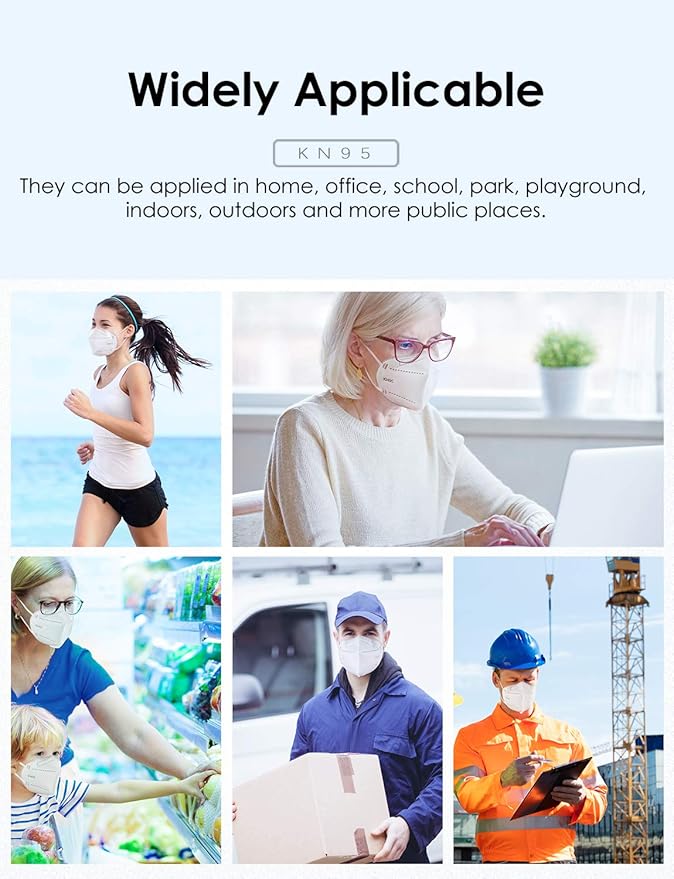 HUHETA KN95 Mask, 5 Ply Protective Dispoasable Masks Filter Efficiency≥95%