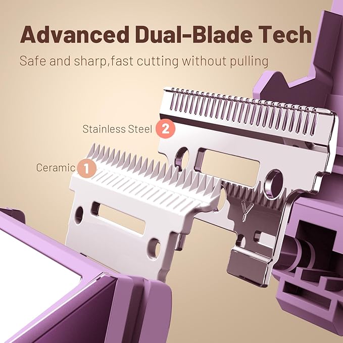 Bikini Trimmer for Women: Pubic Hair Razor with Mirror & LED Light, Electric Shaver with Ceramic Blades & Travel Lock - Body Groomer IPX7 Waterproof Use for Legs/Arm/Underarm - Purple