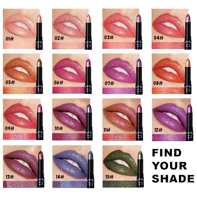 Kaely Glitter Metallic Lipstick, Shimmer Metallic Lipsticks for Women, High Pigmented Lip Gloss Long Lasting Waterproof Smudge Proof 24 Hour, Halloween Makeup, Vegan & Cruelty-Free, 04
