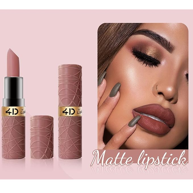 BONNIE CHOICE 6Pcs Matte Lipstick Set, Brown Nude Pink Purple Rose Red Matte Lipstick Sets for Women Velvet Lipstick Long Lasting Waterproof 24 Hours Lip Stick Makeup Christmas Day Gift Sets (A)
