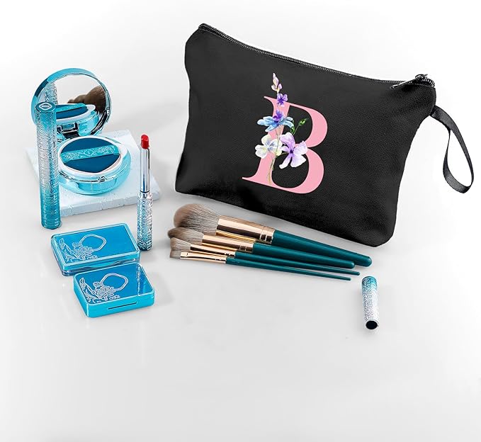 SEAMOON Women Birthday Unique Maid of Honor Friendship Gifts for Women Sister Bridesmaid Bride Personalized Travel Makeup Cosmetic Bag with Mirror Valentines Mothers Day Christmas Graduation B