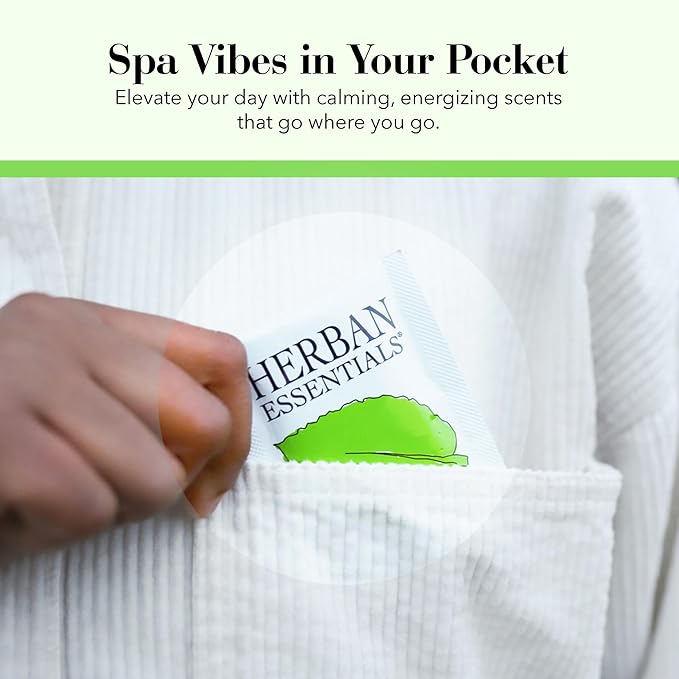 Herban Essentials - Peppermint Wipes & Towelettes - Essential Oil Wipes for Hands & Body - Travel Size Essentials and Toiletries - Natural, Individually Wrapped, Disposable & Moist Refresh (7 count)