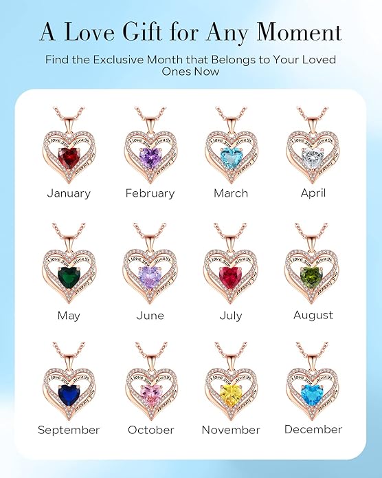 S925 Sterling Silver Necklace for Women, Wife Jewelry Rose Gold, Mom Birthday Valentines Mothers Day Gifts, Girlfriend Necklaces, Daughter Heart Jewel, Anniversary for Her
