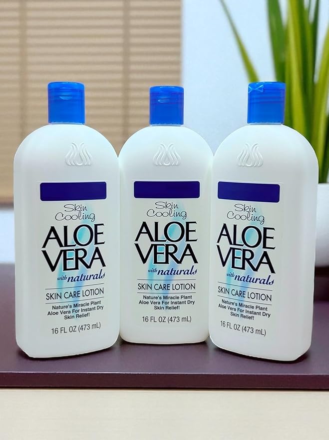 Aloe Vera Skin Care Lotion (16 oz) - Pack 3 – Soothing Moisturizer with Pure Aloe Vera – For Dry, Sensitive Skin – Lightweight, Non-Greasy, Instant Dry Skin Relief