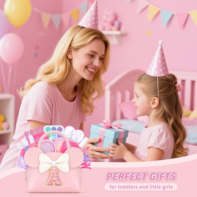 Pretend Makeup Kit for Girls Kids Toddlers - Initial Purse & Makeup Sets for Kids Make Up Toys Gifts for Girls Kid S