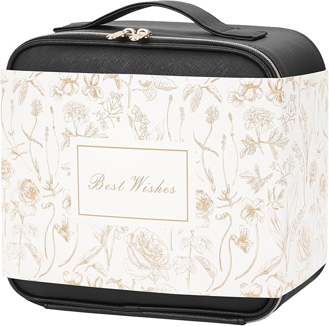 Chomeiu Makeup Bag with LED Mirror, Travel Makeup Case for Women and Makeup Artists Cosmetic Organizer Large Make Up Bags with Light Up Mirror, 3 Color Lights, Adjustable Dividers and Brush Holder