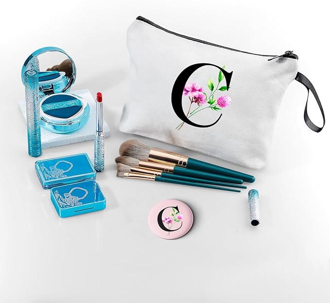 SEAMOON Happy Birthday Friendship Womens Bridesmaid Coolest Gifts for Sister Teacher Coworkers Personalized Travel Makeup Cosmetic Bag with Mirror Valentines Mothers Day Christmas Graduation C