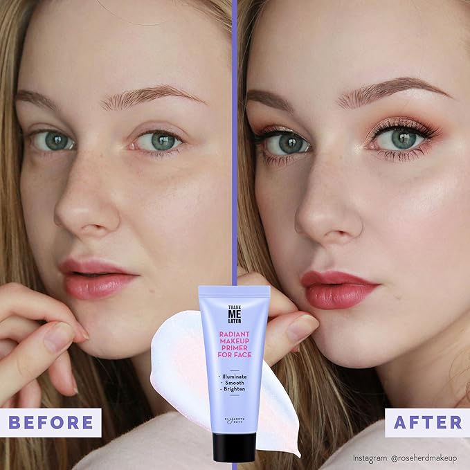Elizabeth Mott Thank Me Later Radiant Face Primer - Illuminating & Hydrating Makeup Base with Niacinamide for Dewy Skin - Long-Lasting, Oil-Free Formula, Lightweight & Cruelty-Free, 30g