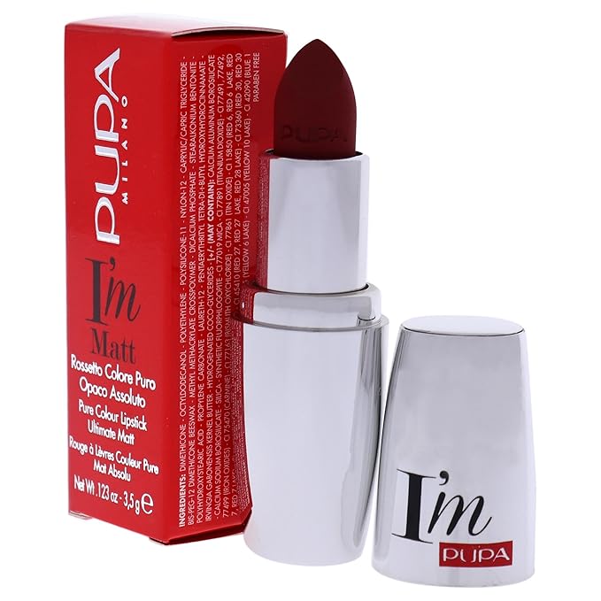 Pupa Milano I Am Matte Pure Colour Lipstick - 073 Irresistible Burgundy for Women - 0.123 oz Lipstick
