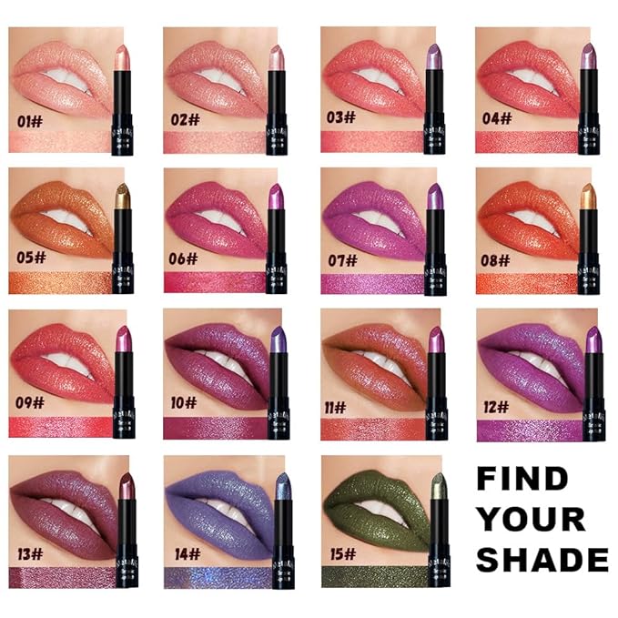 Kaely Glitter Metallic Lipstick, Shimmer Metallic Lipsticks for Women, High Pigmented Lip Gloss Long Lasting Waterproof Smudge Proof 24 Hour, Halloween Makeup, Vegan & Cruelty-Free, 09