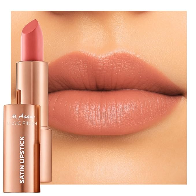 M. Asam Magic Finish Satin Lipstick (0.14 Oz) in a Lovely Melon Shade, Long-lasting, Silky matte finish without drying out, creamy texture nourishes with Hyaluronic Acid