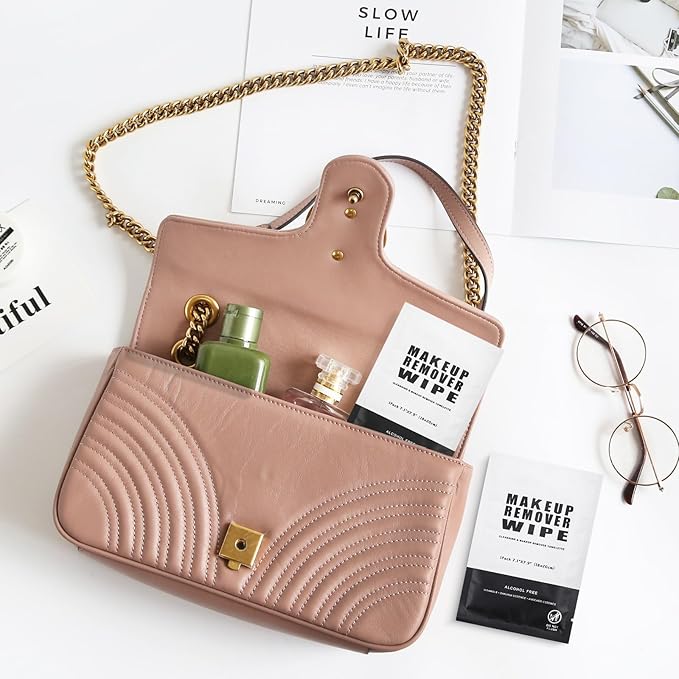 100 Makeup Remover Wipes Bulk Individually Wrapped Makeup Wipes Single Makeup Remover Cloth Facial Cleansing Pads for Mascara Lipstick Oil Dirt Face Skin Travel Hotel (Black)