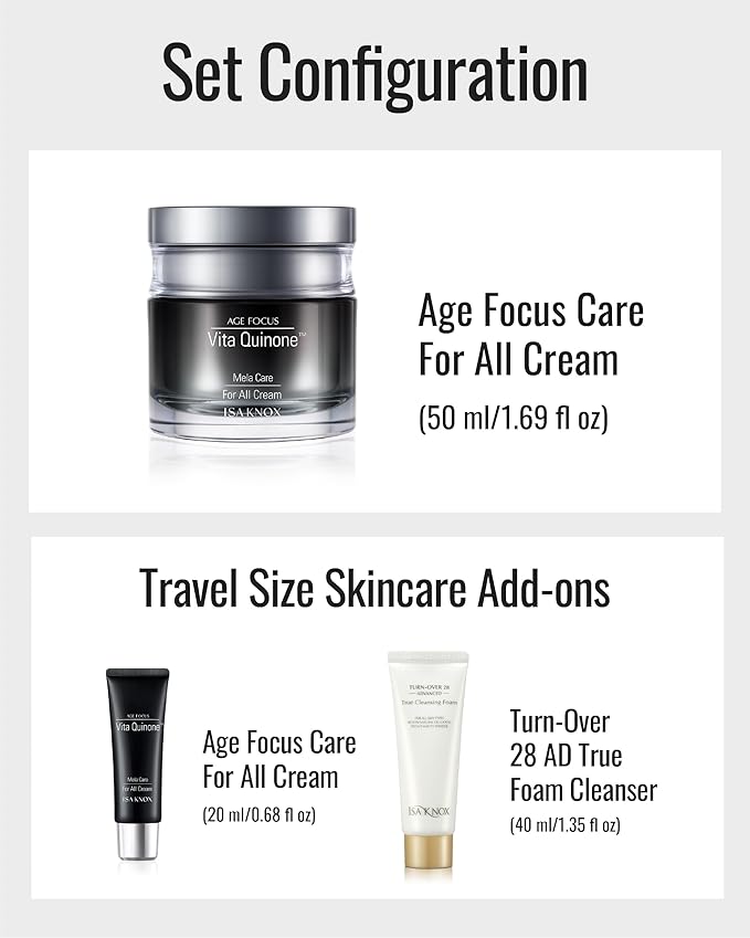 ISA KNOX Age Focus Mela Care Cream Set (3.7fl oz) - Dark Spot Moisturizer by LG Beauty. Niacinamide, Collagen, Vitamin B12, Vitamin C Derivatives.