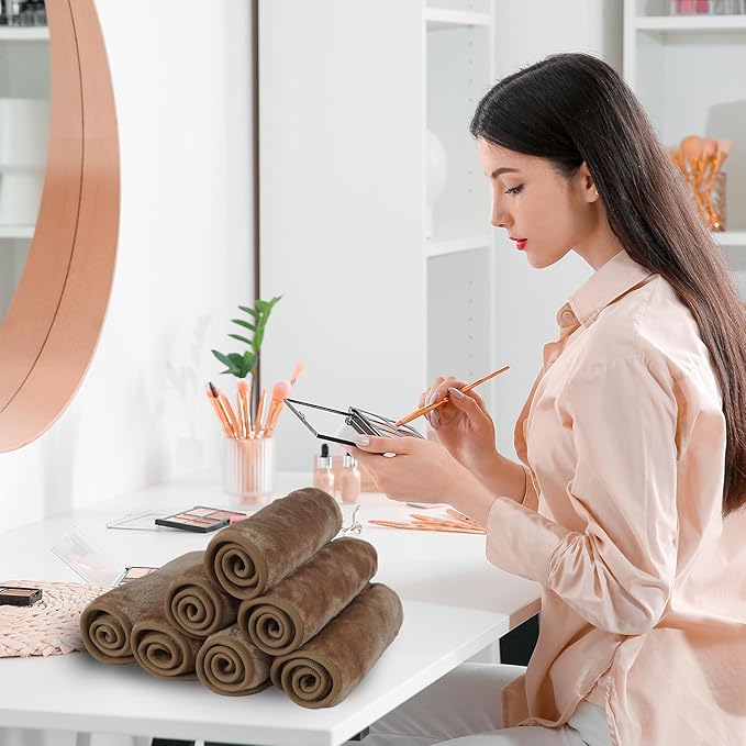 Nugilla Makeup Remover Cloths, 8 Packs Makeup Remover Towels Reusable Face Wash Cloth, Soft Makeup Remover Microfiber Face Cloth for Women(Brown)