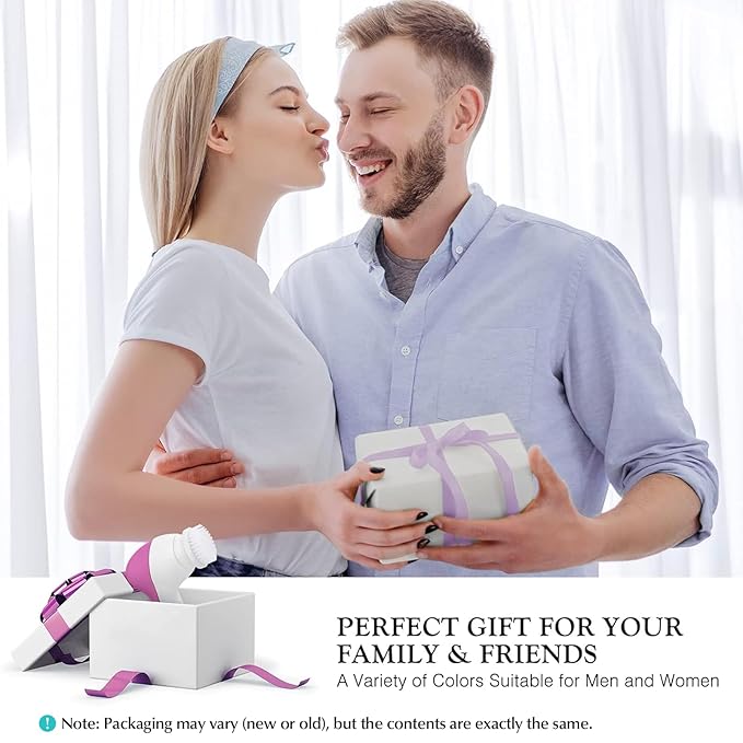 COSLUS Facial Cleansing Brush Silicone Face Scrubber: 7 in 1 FBS-D Electric Exfoliating Rotating Massage Device Waterproof Deep Cleaning Exfoliation Spa Machine - Electronic Skin Care Wash System