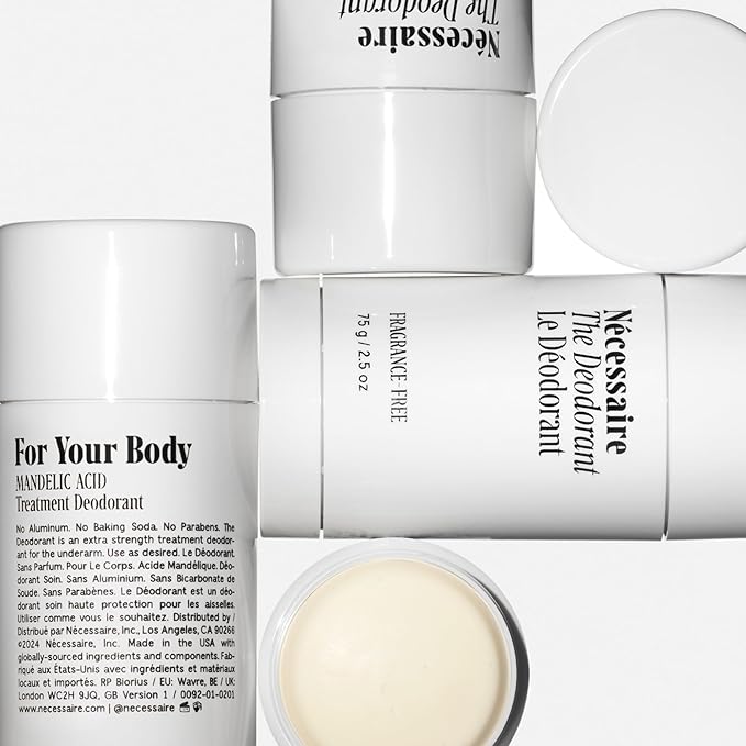 Nécessaire The Deodorant Fragrance-Free | Natural Aluminum Free Deodorant For Women & Men. Extra Strength Treatment with Mandelic Acid. Free of Baking Soda, Ozokerite & Parabens (75 g/2.5 oz)