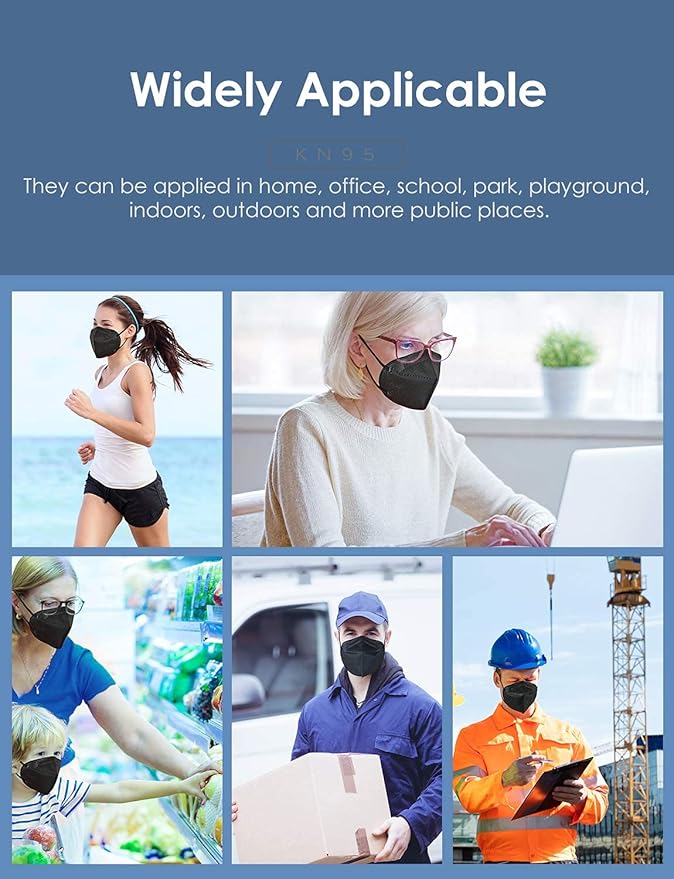 HUHETA KN95 Mask, 5 Ply Protective Dispoasable Masks Filter Efficiency≥95%