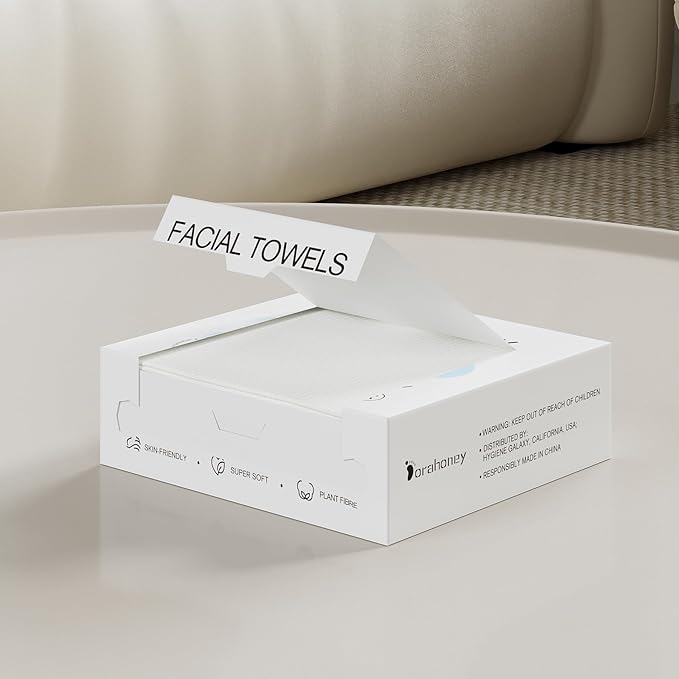 Disposable Face Towels Travel, 12"×12" Extra Large Face Towelettes, Ultra Soft Facial Towels for Sensitive Skin, Makeup Remover Dry Wipes, 20 Count (1 Pack)