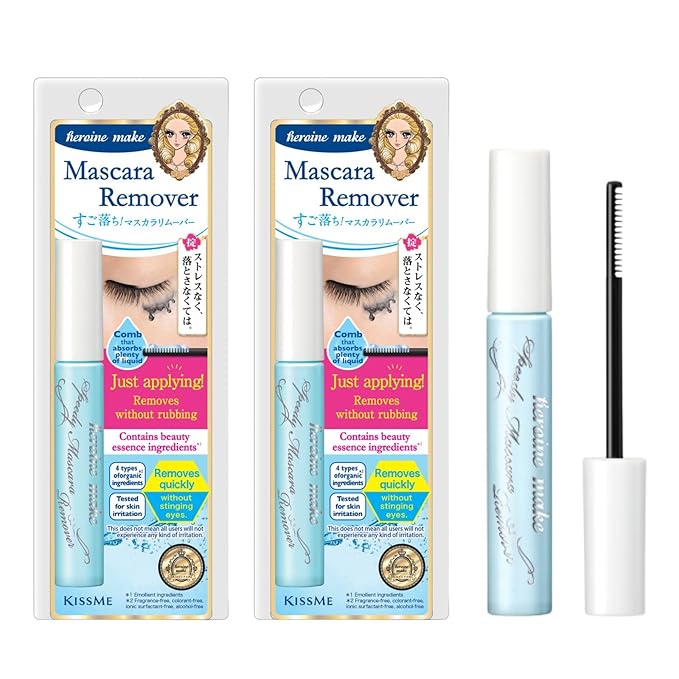 HEROINE MAKE by KISSME Mascara Remover for Waterproof Mascara, Fast-Acting Remover for Waterproof Eye Makeup, Lash-Conditioning & Gentle Non-Irritating Formula for Sensitive Eyelids from Japan 2 EA