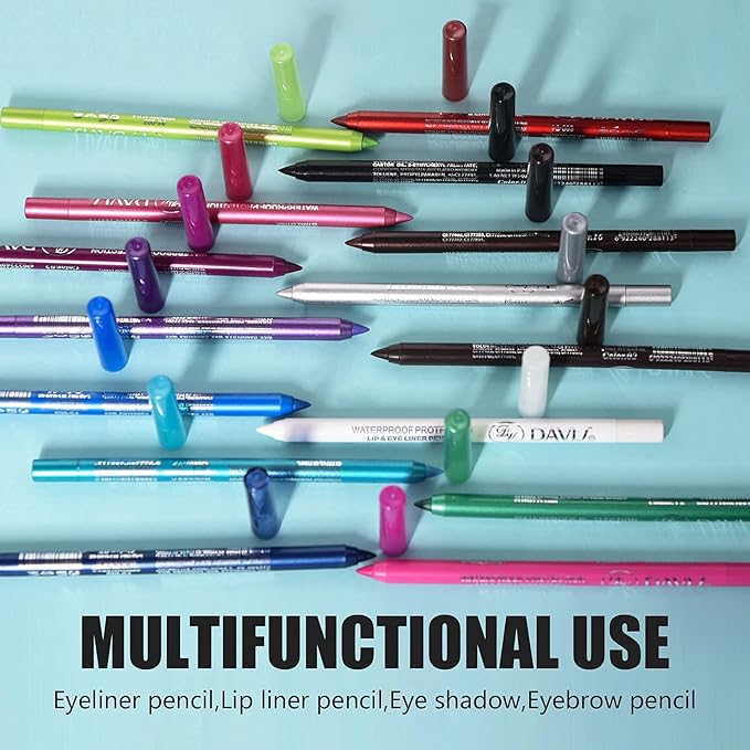 ADIMANIS 15 Colored Eyeliners Pen Set, Colour Eyeliner Pencils Pearl Eyeliner Kit Glitter Eye Liners for Women, Eye Shadow Pencil, Lip Liner, Professional Eye Makeup Set with Halloween Cosplay Makeup