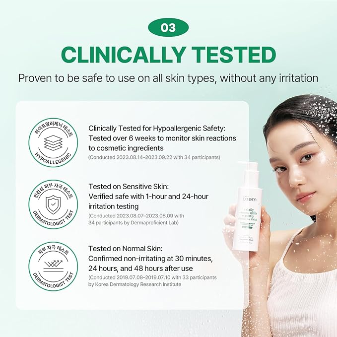 MAKE P:REM Safe Me. Relief Moisture Cleansing Milk, Hydrating Gentle Face Wash for Sensitive Skin with Soy Protein, Korean Milky Cleanser, Korean Skin Care, 6.76 Fl.Oz, 200ml