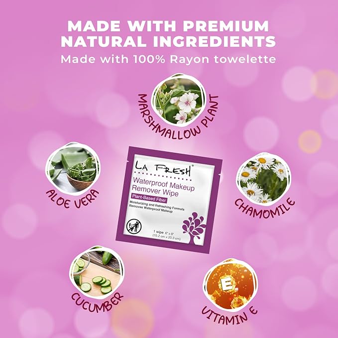 La Fresh 24/7 Makeup Remover Wipes, Easily Remove Waterproof Makeup and Moisturizing, Pack of 200 Individually Wrapped Wet Wipes, Skincare Travel Essentials